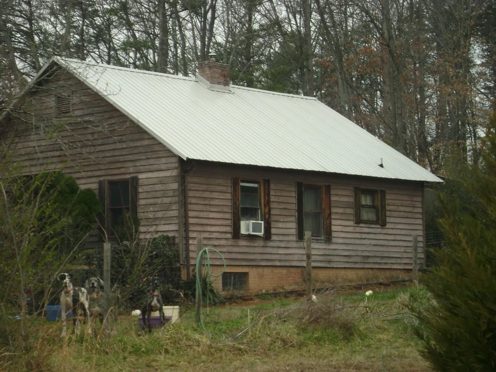 White metal roof on an old wood sided farmhouse, from a Metal Roof Installation job in Piffard
